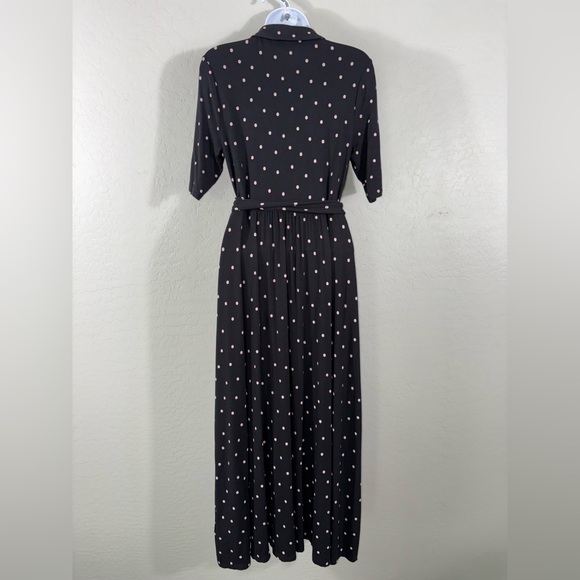 BODEN Lavinia Jersey Wrap Dress in Black Pink Polka Dot, Size 8R - Picture 6 of 9